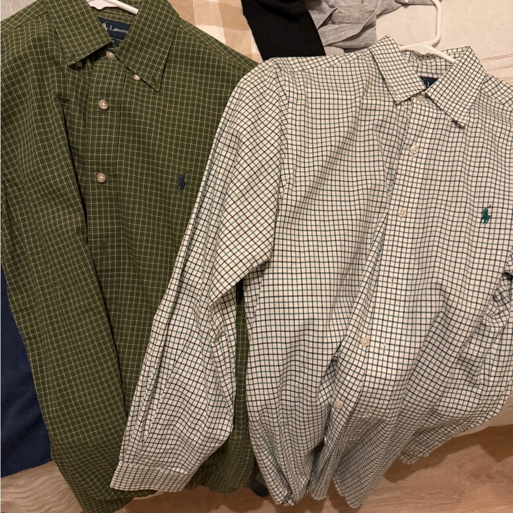 Polo Ralph Lauren Checkered Button-Down Shirts in Green and White - Picture 1 of 1